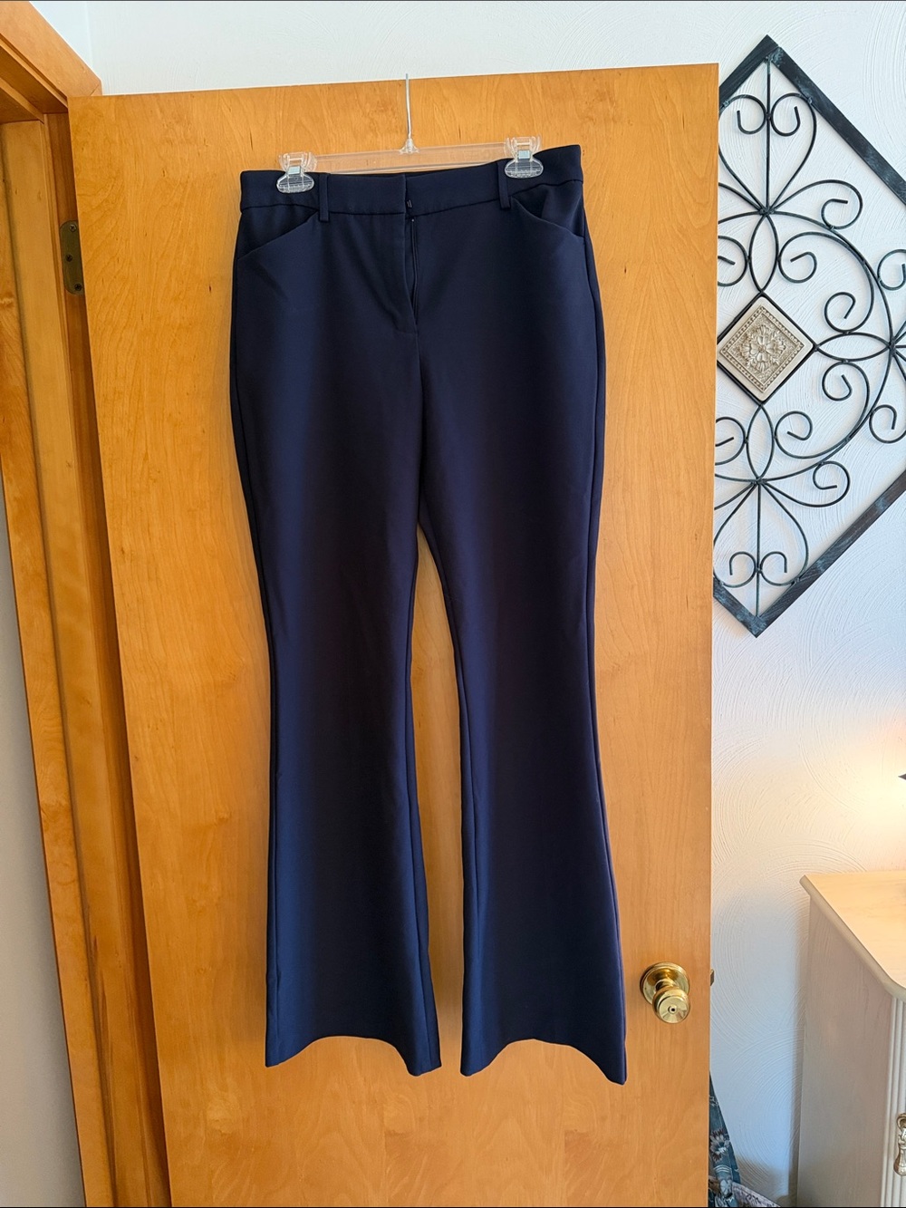 Women's Express Editor Navy mid rise Flare Pants
